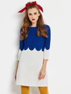 Romwe Color Block Scalloped Dress