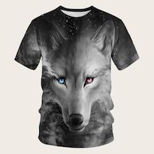 Romwe Guys 3d Wolf Print Tee