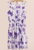 Romwe Contrast Lace Sleeveless Florals Dress
