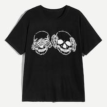 Romwe 1plus1 Guys Halloween Skull Print Tee