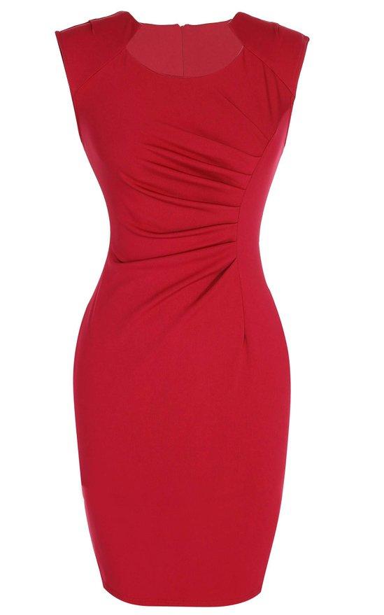 Romwe Sweet Heart Neck Slim Red Dress