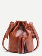 Romwe Brown Tassel Detail Bucket Bag