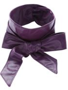 Romwe Purple Faux Leather Bow Wrap Wide Belt