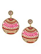 Romwe Pink Round Vintage Hollow Out Statement Drop Earrings