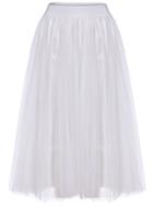Romwe Sheer Mesh Pleated White Skirt