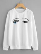 Romwe Eyes Print Sweatshirt