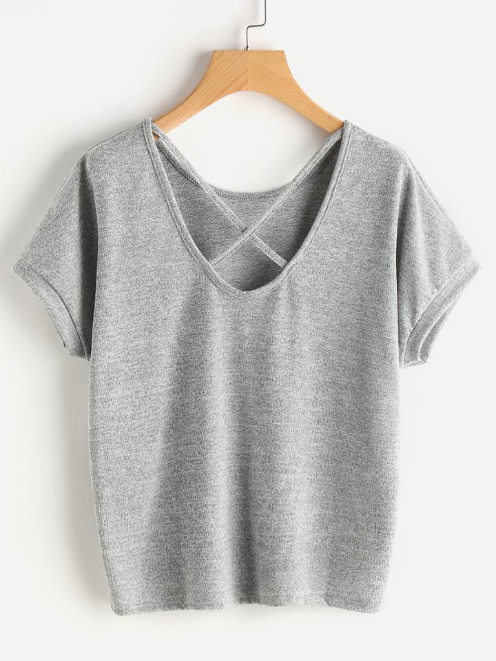 Romwe Criss Cross Back Tee