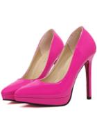 Romwe Rose Red Pointy Platform Heels