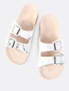 Romwe Double Buckle Marble Sandals Marble
