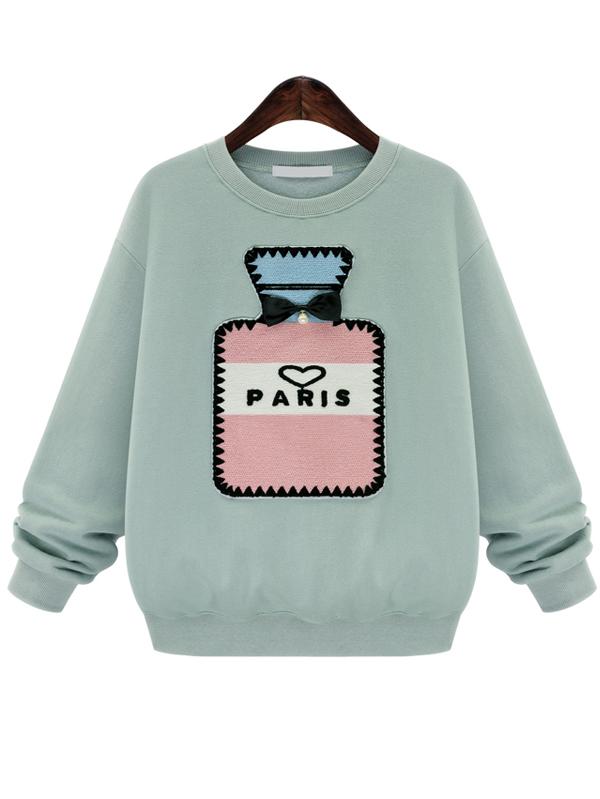 Romwe Bottle Patch Bow Sweatshirt