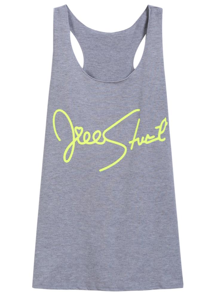 Romwe Y-back Letter Print Vest