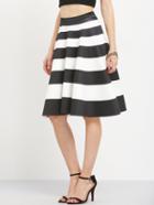 Romwe Wide Striped A-line Midi Skirt