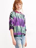 Romwe Multicolor Printed Dropped Shoulder Seam Hooded Sweatshirt