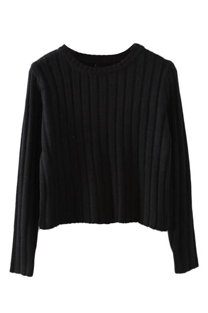 Romwe Midriff Black Jumper