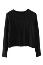 Romwe Midriff Black Jumper