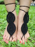 Romwe Black Crochet Mittens Anklets