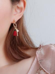 Romwe Bar & Ring Detail Tassel Drop Earrings