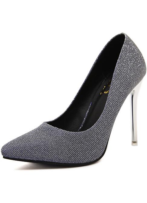 Romwe Blue Point Toe Glitter Pu High Heeled Pumps