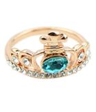 Romwe Blue Diamond Crown Ring