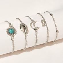 Romwe Conch & Moon Detail Chain Bracelet 5pack