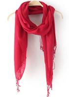 Romwe With Tassel Red Scarf