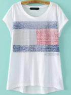 Romwe White Short Sleeve Danish Flag Print T-shirt