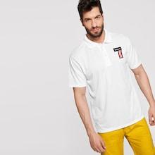 Romwe Guys Number Embroidery Polo Shirt