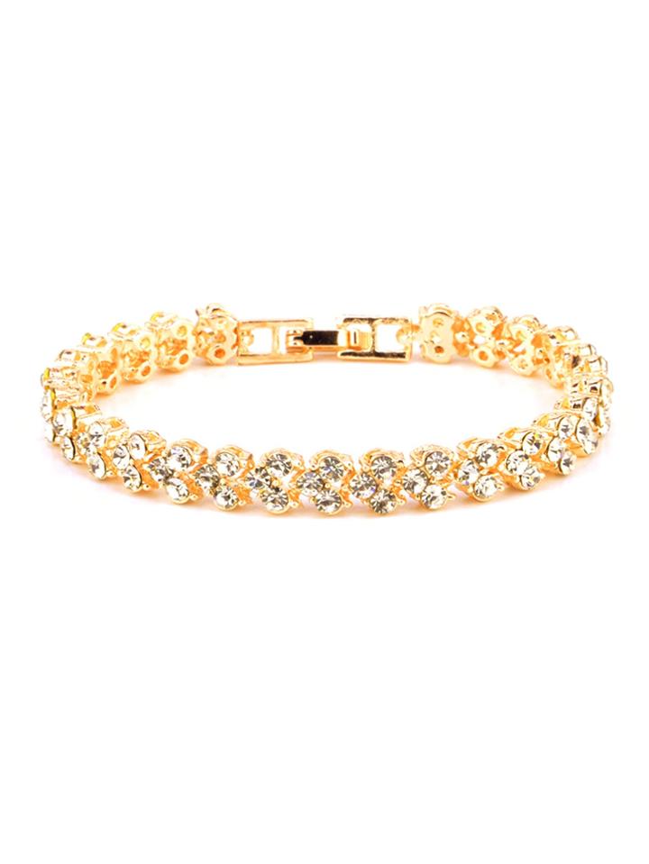 Romwe Metallic Rhinestone Bracelet