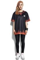 Romwe Inxx Cross Fire Print Black T-shirt