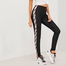 Romwe Snakeskin Panel Side Leggings