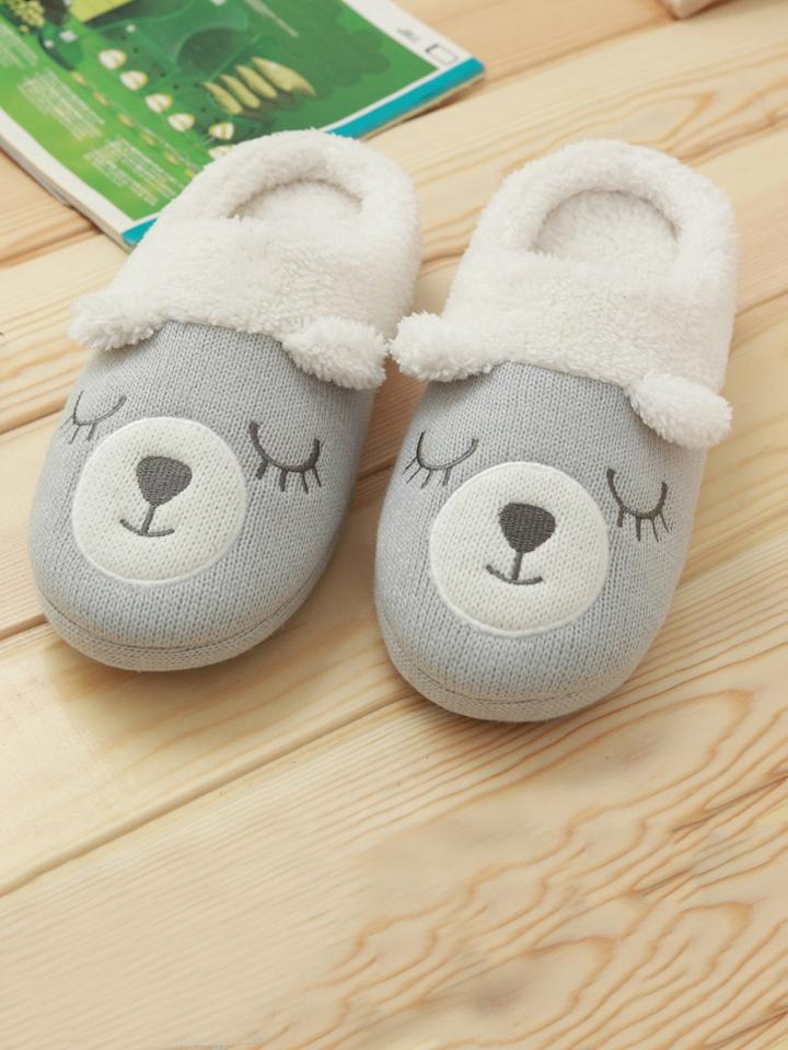 Romwe Knit Panel Cartoon Slippers