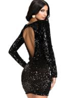 Romwe Backless Sequined Bodycon Dress