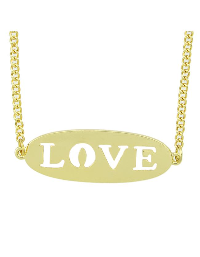 Romwe Gold Plated Love Letter Necklace