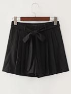 Romwe Pleated Loose Shorts With Self Tie