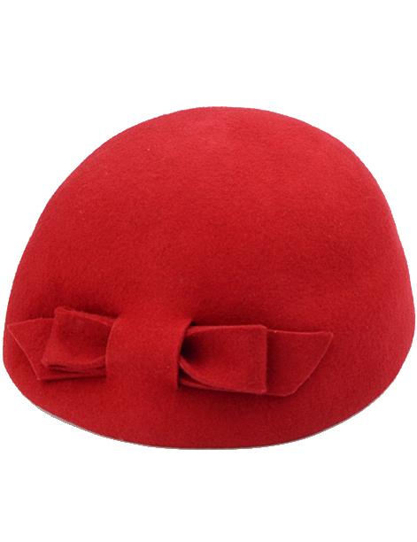 Romwe Red Fashion Bow Berets