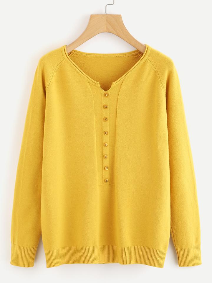 Romwe Single Breasted Front Knit Jumper