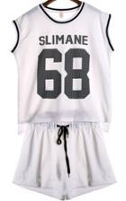 Romwe Dip Hem Letter Print Tank Top With White Shorts