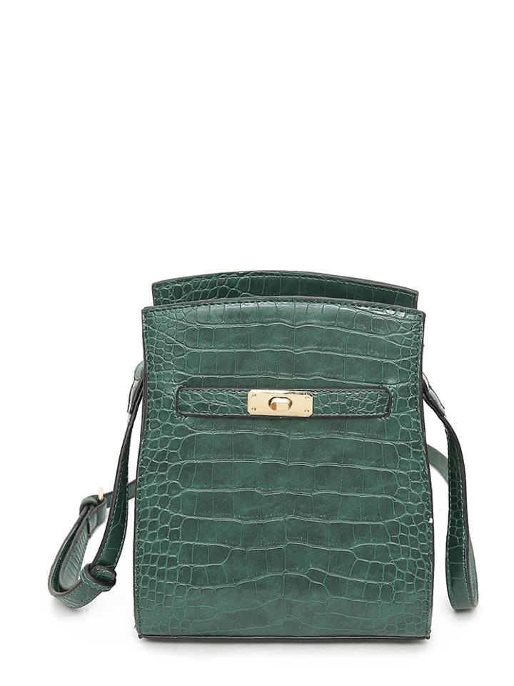 Romwe Crocodile Pu Shoulder Bag
