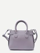 Romwe Grey Pu Zipper Closure Handbag With Strap