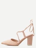Romwe Pink Pointed Toe Strappy Pumps