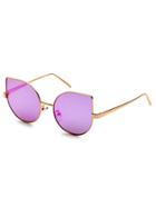 Romwe Gold Frame Purple Cat Eye Sunglasses