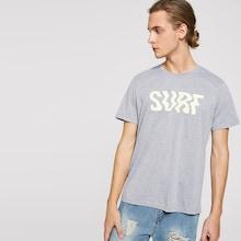 Romwe Men Letter Print Heathered Knit Tee