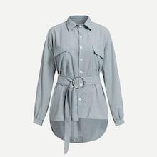 Romwe Single Breasted Belted Blouse