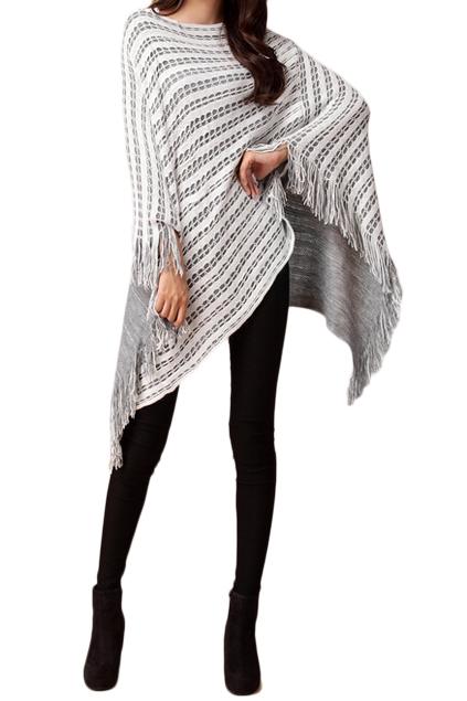 Romwe Asymmetric Batwing Tasseled Jumper