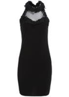 Romwe Halter With Mesh Applique Bodycon Dress