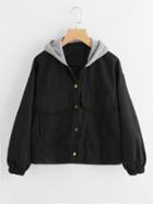 Romwe Hooded Graphic Print Back Jacket