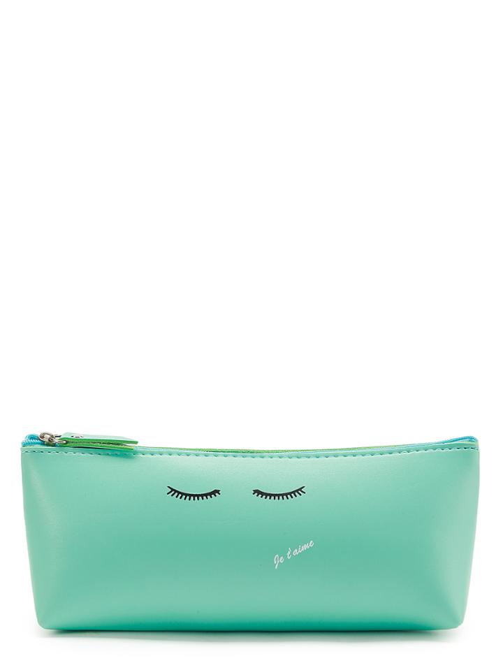 Romwe Eyelash & Slogan Print Pouch Bag
