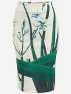 Romwe Green Flower Print Pencil Skirt