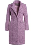 Romwe Purple V Neck Long Sleeve Wool-blend Coat