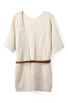 Romwe Short Sleeved White Cardigan